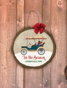 "Tis the Season (Steubenville)" Buggy Log End Door Hanger "Tis the Season (Steubenville)" Buggy Log End Door Hanger