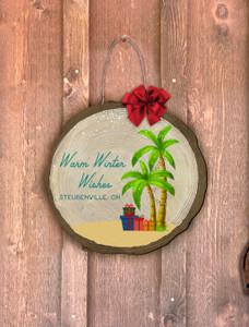 "Warm Winter Wishes (Steubenville)" Palm Tree Log End Door Hanger