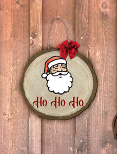 Santa Face Log End Door Hanger Santa Face Log End Door Hanger