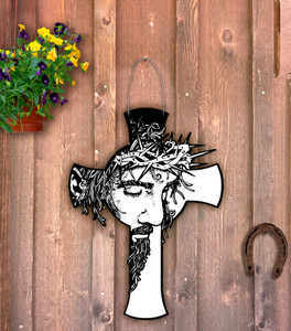 Outdoor Metal Art Black and White Cross Outdoor Metal Art Black and White Cross