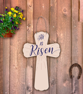Outdoor Metal Art "He is Risen" Cross Outdoor Metal Art "He is Risen" Cross
