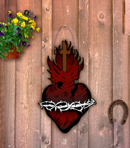 Outdoor Metal Art Illustrated Sacred Heart Outdoor Metal Art Illustrated Sacred Heart