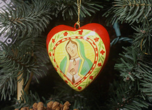 Detailed Our Lady of Guadalupe Heart Ornament
