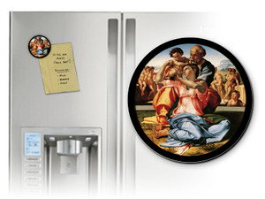 Holy Family by Michelangelo Round Magnet Holy Family by Michelangelo Round Magnet