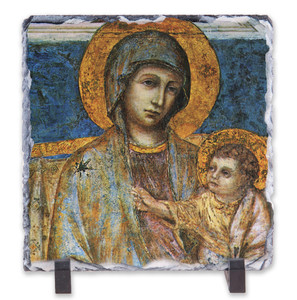The Blessed Mother by Cimabue Square Slate Tile The Blessed Mother by Cimabue Square Slate Tile