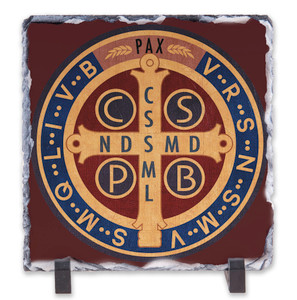 Benedictine Medal Square Slate Tile