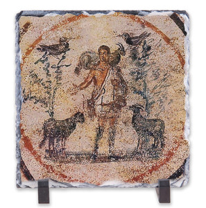 The Good Shepherd, Catacomb of Priscilla Square Slate Tile The Good Shepherd, Catacomb of Priscilla Square Slate Tile
