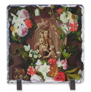 Madonna in a Garland of Flowers Square Slate Tile Madonna in a Garland of Flowers Square Slate Tile