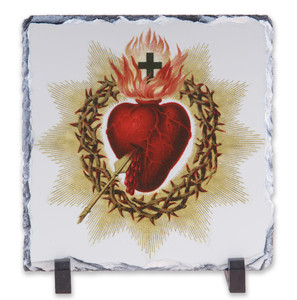 Antique Sacred Heart Square Slate Tile
