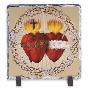 Sacred and Immaculate Hearts Square Slate Tile Sacred and Immaculate Hearts Square Slate Tile