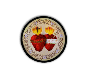 Sacred and Immaculate Hearts Circle Iron-On Patch