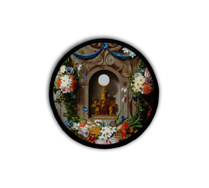Eucharist in a Garland Circle Iron-On Patch Eucharist in a Garland Circle Iron-On Patch