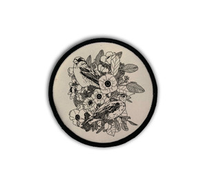 CORAGGIO Lilies and Sparrows Circle Iron-On Patch CORAGGIO Lilies and Sparrows Circle Iron-On Patch