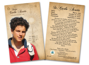 Prayer of Thanksgiving for Carlo Acutis Holy Card 4 Prayer of Thanksgiving for Carlo Acutis Holy Card 4