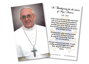 Thanksgiving for the Service of Pope Francis Holy Card Thanksgiving for the Service of Pope Francis Holy Card