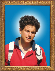 St. Carlo Acutis Gold Framed Art - Blue Background St. Carlo Acutis Gold Framed Art - Blue Background