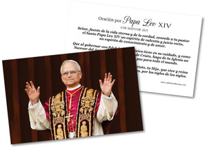 Spanish Pope Leo XIV Extending Arms in Blessing Holy Cards