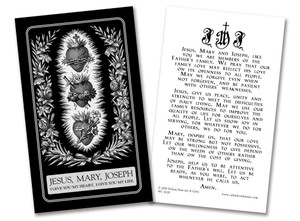 3 Hearts of the Holy Family Lithograph Holy Card 3 Hearts of the Holy Family Lithograph Holy Card