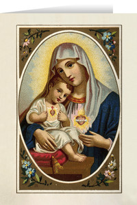 Sacred and Immaculate Hearts Greeting Cards
