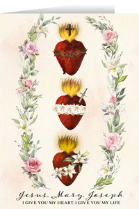 Hearts of the Holy Family Floral Greeting Cards