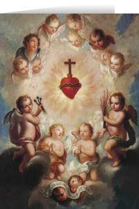 Sacred Heart with Angels Greeting Cards Sacred Heart with Angels Greeting Cards