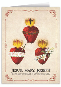 Hearts of the Holy Family Vertical Note Card