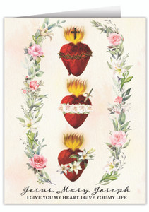 Hearts of the Holy Family Floral Note Card Hearts of the Holy Family Floral Note Card