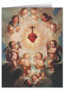 Sacred Heart with Angels Note Card