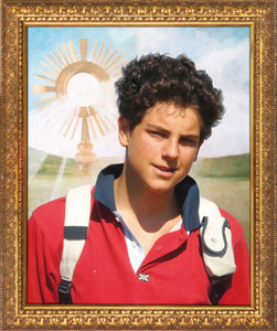 St. Carlo Acutis Framed Art with Eucharist St. Carlo Acutis Framed Art with Eucharist