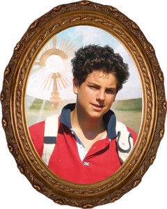 St. Carlo Acutis Framed Oval Canvas with the Eucharist