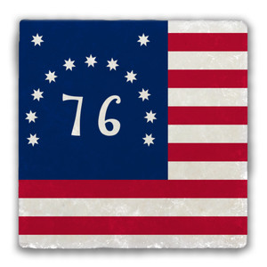 Bennington Flag Tumbled Stone Coaster