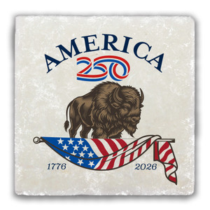 America250™ Buffalo Tumbled Stone Coaster