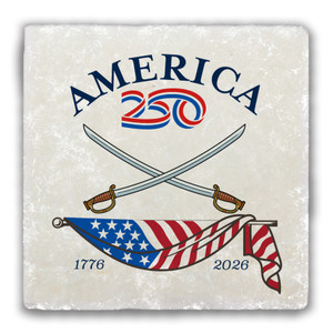America250™ Swords Tumbled Stone Coaster