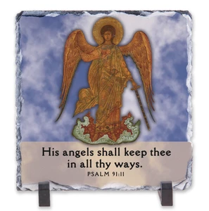 Windows to Paradise - Psalm 91:11 Square Slate Tile
