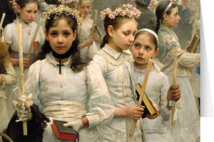 After the First Holy Communion (Detail 3 Girls) Greeting Card After the First Holy Communion (Detail 3 Girls) Greeting Card