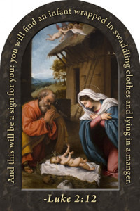 Nativity with Reaching Jesus Prayer Arched Magnet Nativity with Reaching Jesus Prayer Arched Magnet