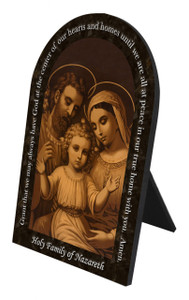 Sepia Holy Family Prayer Arched Desk Plaque Sepia Holy Family Prayer Arched Desk Plaque