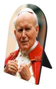 St. John Paul II Addressing the Faithful Arched Desk Plaque St. John Paul II Addressing the Faithful Arched Desk Plaque