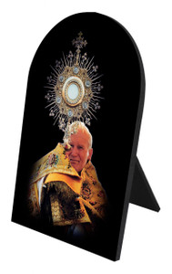 St. John Paul II with Monstrance Arched Desk Plaque St. John Paul II with Monstrance Arched Desk Plaque