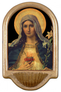 Antique Immaculate Heart Holy Water Font Antique Immaculate Heart Holy Water Font