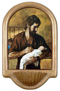 St. Joseph (Young With Jesus) Holy Water Font St. Joseph (Young With Jesus) Holy Water Font