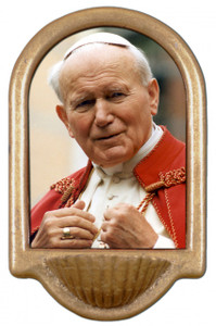 St. John Paul II Addressing the Faithful Holy Water Font