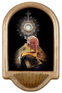 Saint John Paul the Great with Monstrance Holy Water Font Saint John Paul the Great with Monstrance Holy Water Font