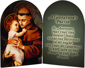 St. Anthony with Jesus A Godfather's Prayer Arched Diptych St. Anthony with Jesus A Godfather's Prayer Arched Diptych