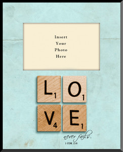 Love Never Fails Vertical Picture Frame (Insert Your Photo) Love Never Fails Vertical Picture Frame (Insert Your Photo)