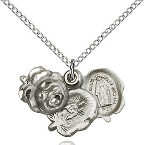 sterling silver rosebud medal on 18 inch chain sterling silver rosebud medal on 18 inch chain