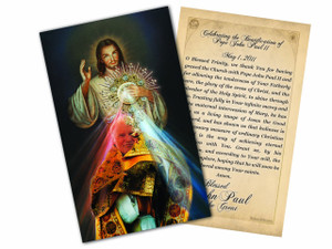 Bl. John Paul II with Monstrance and Divine Mercy Holy Card Bl. John Paul II with Monstrance and Divine Mercy Holy Card
