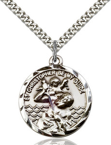 Sterling silver medal on a 24 inch stainless chain Sterling silver medal on a 24 inch stainless chain
