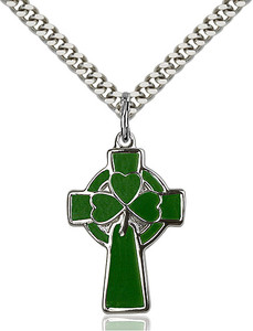 Sterling Silver Celtic Cross Green Sterling Silver Celtic Cross Green