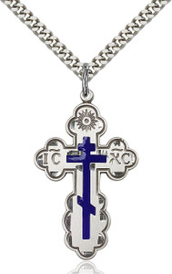 Sterling Silver Cross St. Olga Blue Large Sterling Silver Cross St. Olga Blue Large